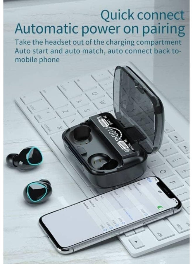 Wireless Touch Bluetooth Stereo Sport Headsets with Noise Reduction, Digital Display with Mic (Black) - Image 3